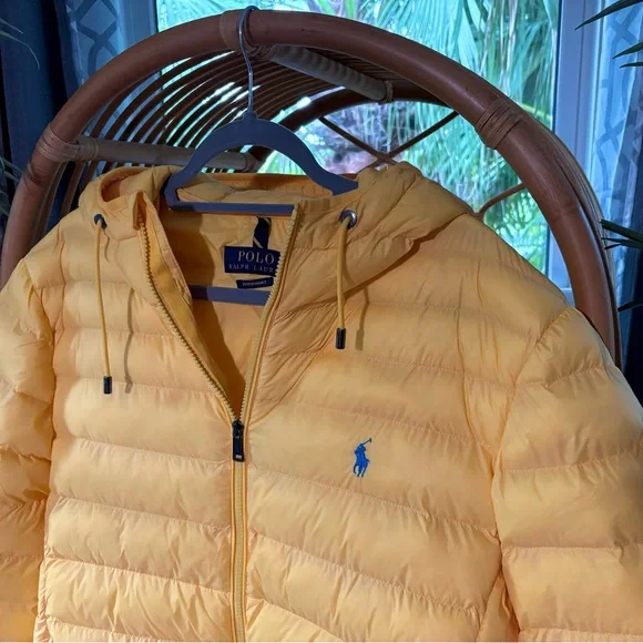 Polo Ralph Lauren 🔥 Men’s Yellow Hooded Packable Puffer Jacket Coat NWT - Picture 4 of 16